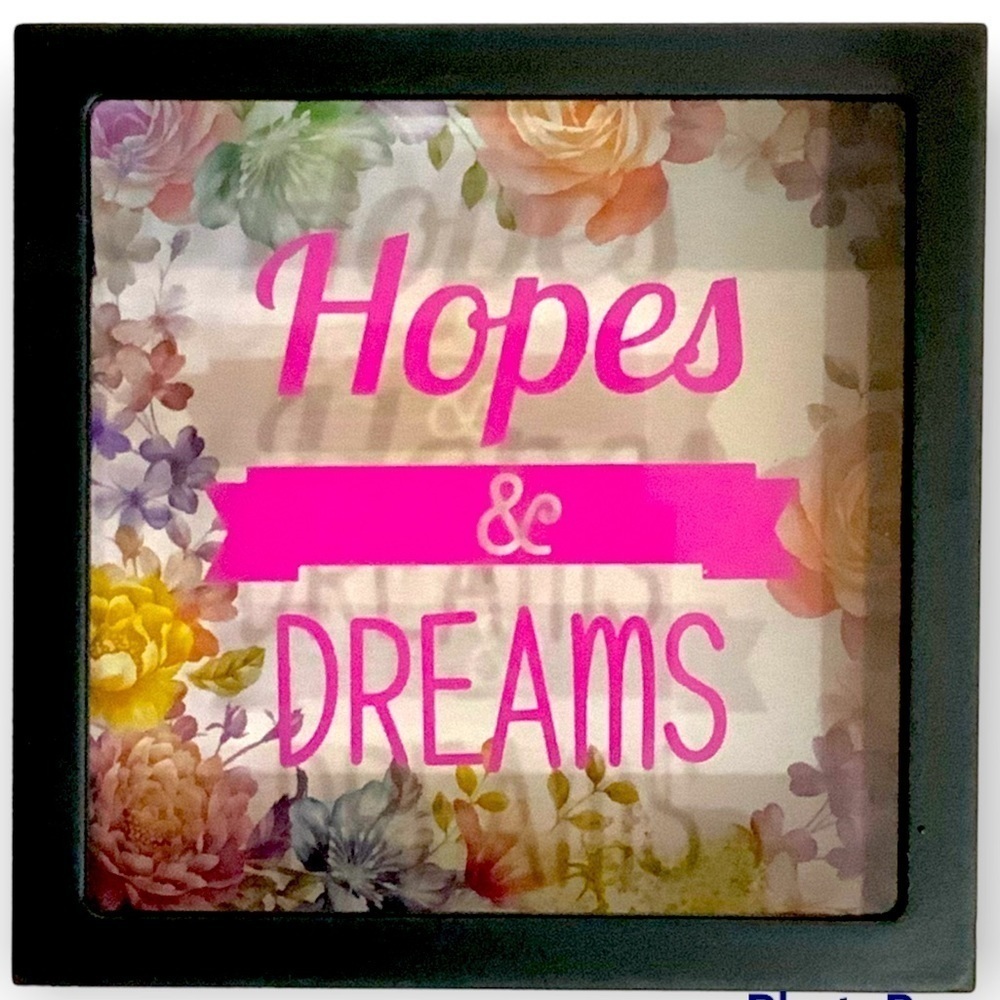 Hopes And Dreams Piggy Bank Square Floral Black Multicolor